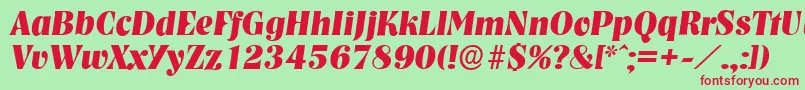 NashvilleserialXboldItalic Font – Red Fonts on Green Background