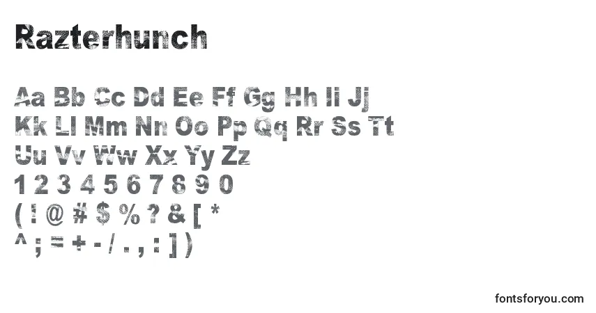 Шрифт Razterhunch – алфавит, цифры, специальные символы