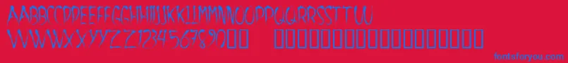 Czcionka Aracnoide – niebieskie czcionki na czerwonym tle