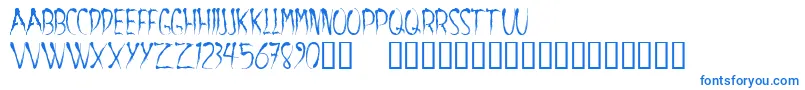 フォントAracnoide – 白い背景に青い文字