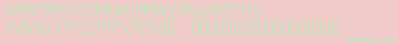 Aracnoide-Schriftart – Grüne Schriften auf rosa Hintergrund