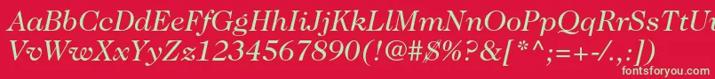 Шрифт Caslon224stdBookitalic – зелёные шрифты на красном фоне