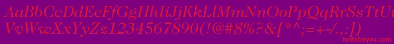 Caslon224stdBookitalic-fontti – punaiset fontit violetilla taustalla