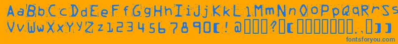Trash Font – Blue Fonts on Orange Background
