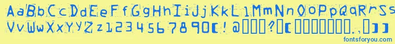 Trash Font – Blue Fonts on Yellow Background