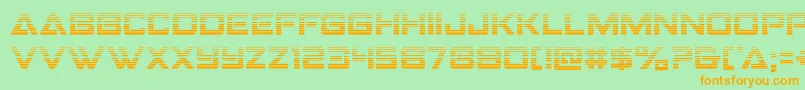 Strikefightergrad-Schriftart – Orangefarbene Schriften auf grünem Hintergrund