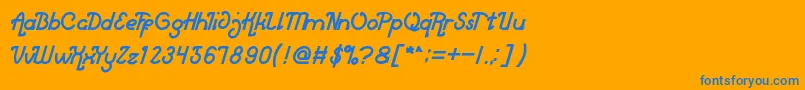 フォントMarketLeader – オレンジの背景に青い文字