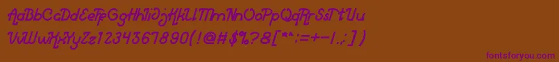 MarketLeader-Schriftart – Violette Schriften auf braunem Hintergrund