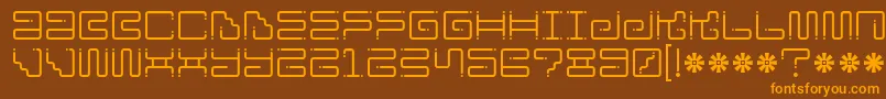 フォントIron Lounge Dots – オレンジ色の文字が茶色の背景にあります。