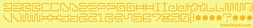 Iron Lounge Dots-Schriftart – Orangefarbene Schriften auf gelbem Hintergrund