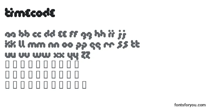 Timecode-fontti – aakkoset, numerot, erikoismerkit