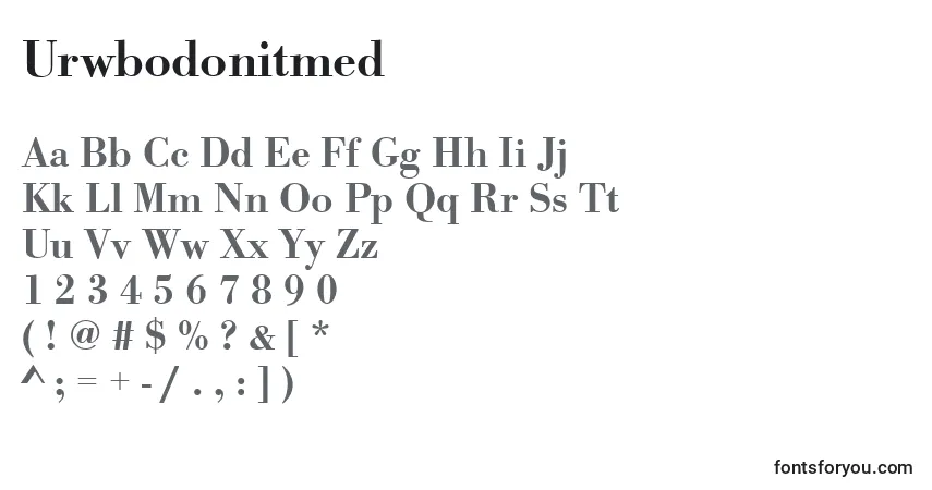 A fonte Urwbodonitmed – alfabeto, números, caracteres especiais