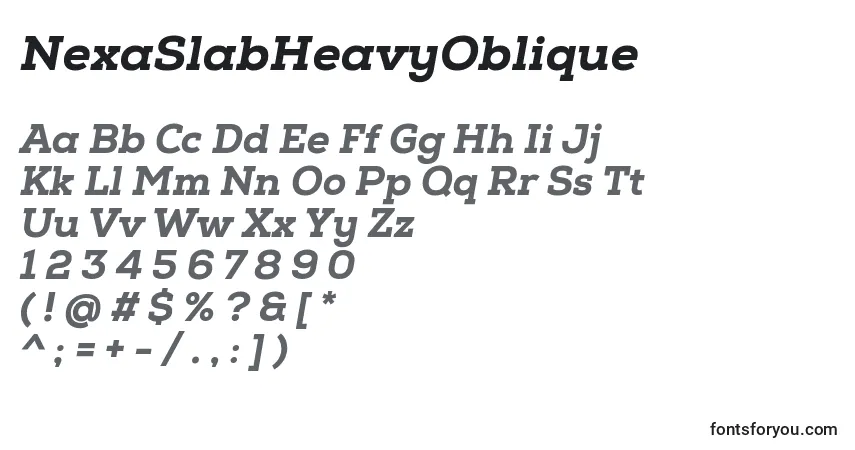 Шрифт NexaSlabHeavyOblique – алфавит, цифры, специальные символы