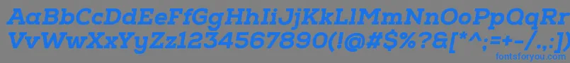 フォントNexaSlabHeavyOblique – 灰色の背景に青い文字