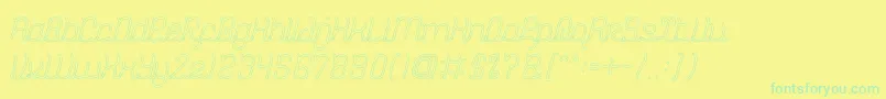 DolphinOceanWaveHollow Font – Green Fonts on Yellow Background