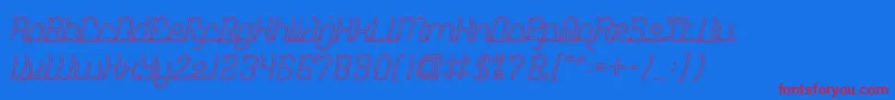 DolphinOceanWaveHollow-Schriftart – Rote Schriften auf blauem Hintergrund