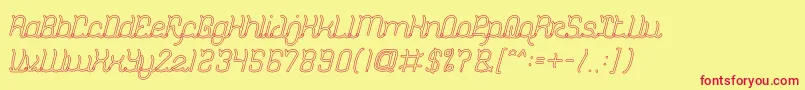 DolphinOceanWaveHollow Font – Red Fonts on Yellow Background