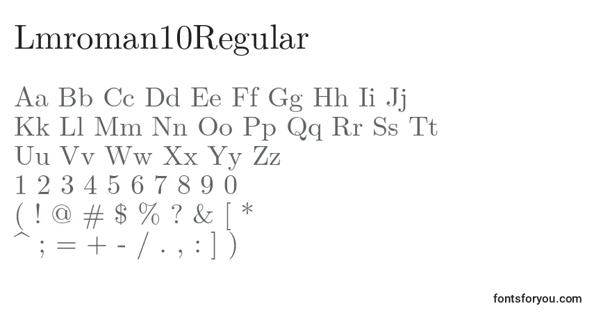 Schriftart Lmroman10Regular – Alphabet, Zahlen, spezielle Symbole