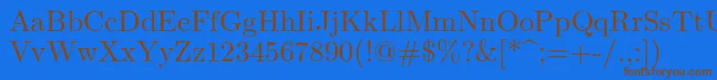 フォントLmroman10Regular – 茶色の文字が青い背景にあります。