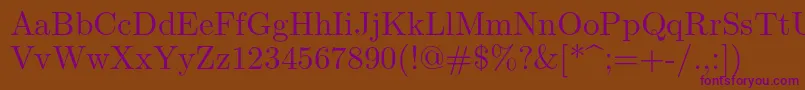 Lmroman10Regular Font – Purple Fonts on Brown Background