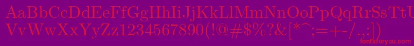 フォントLmroman10Regular – 紫の背景に赤い文字