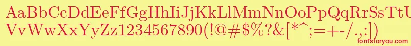 フォントLmroman10Regular – 赤い文字の黄色い背景