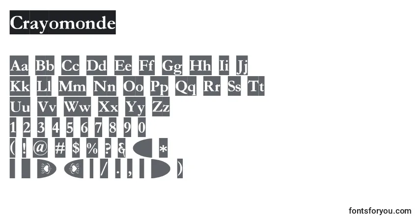 Czcionka Crayomonde – alfabet, cyfry, specjalne znaki