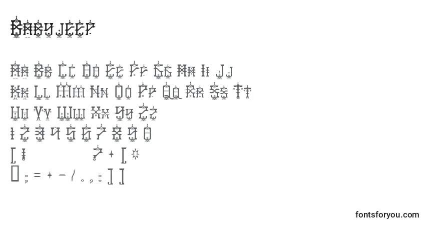 Schriftart Babyjeep – Alphabet, Zahlen, spezielle Symbole