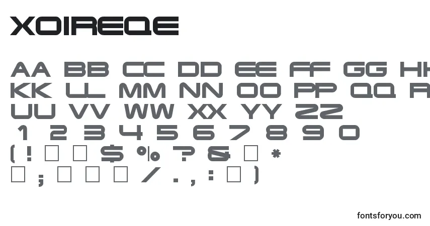 Czcionka Xoireqe – alfabet, cyfry, specjalne znaki