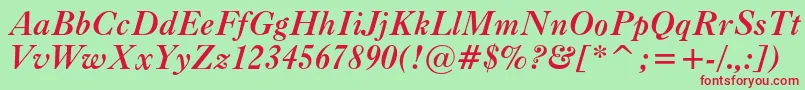 Czcionka Caslonc540btBolditalic – czerwone czcionki na zielonym tle