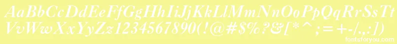 Fonte Caslonc540btBolditalic – fontes brancas em um fundo amarelo