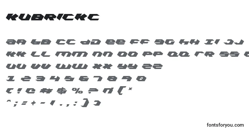 Шрифт Kubrickc – алфавит, цифры, специальные символы