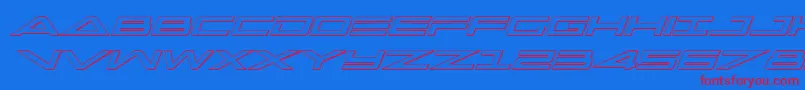 Capella3Dital-Schriftart – Rote Schriften auf blauem Hintergrund
