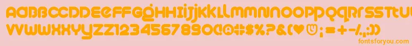 Plush-Schriftart – Orangefarbene Schriften auf rosa Hintergrund