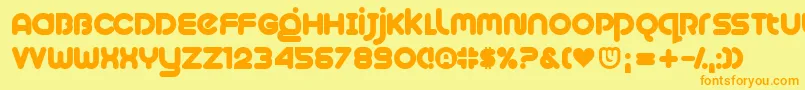 Plush-Schriftart – Orangefarbene Schriften auf gelbem Hintergrund