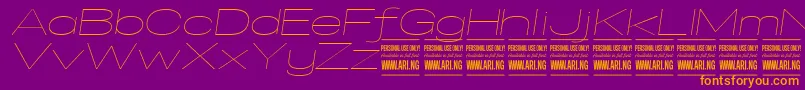 SpecifypersonalExexpthinitalic Font – Orange Fonts on Purple Background