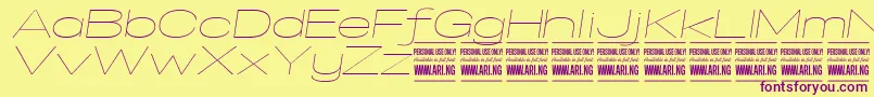 SpecifypersonalExexpthinitalic-fontti – violetit fontit keltaisella taustalla