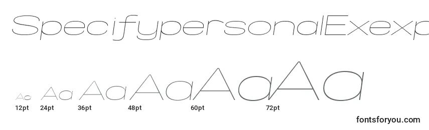SpecifypersonalExexpthinitalic Font Sizes