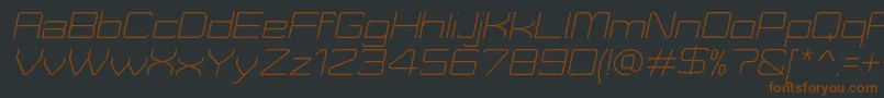MoveXLightItalicDemo-fontti – ruskeat fontit mustalla taustalla