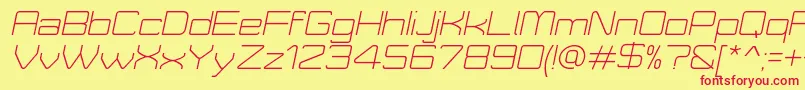 Шрифт MoveXLightItalicDemo – красные шрифты на жёлтом фоне