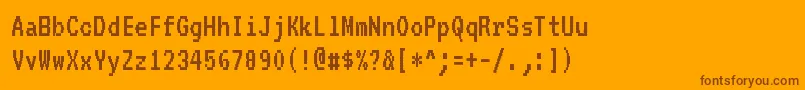 Weitere Informationen zur Vt323Regular-Schriftart Vt323Regular-Schriftart – Braune Schriften auf orangefarbenem Hintergrund
