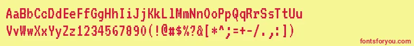 Czcionka Vt323Regular – czerwone czcionki na żółtym tle
