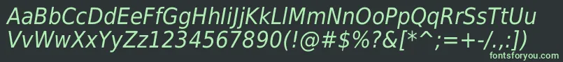 DejavuSansCondensedOblique-fontti – vihreät fontit mustalla taustalla