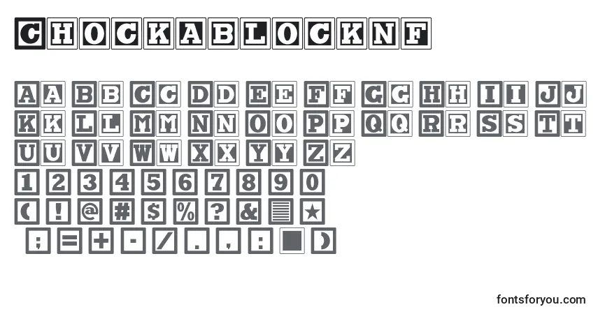 Schriftart Chockablocknf (103945) – Alphabet, Zahlen, spezielle Symbole