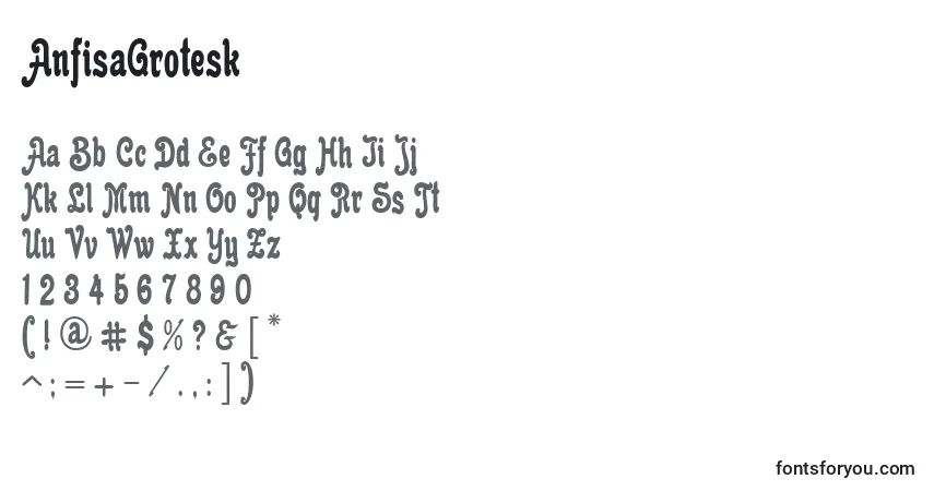A fonte AnfisaGrotesk – alfabeto, números, caracteres especiais