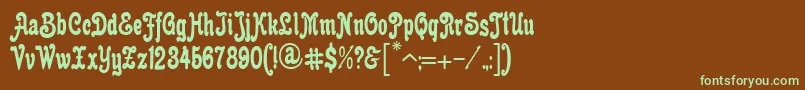 フォントAnfisaGrotesk – 緑色の文字が茶色の背景にあります。