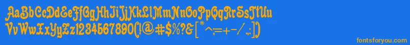 フォントAnfisaGrotesk – オレンジ色の文字が青い背景にあります。