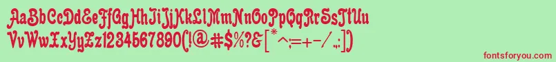 AnfisaGrotesk-Schriftart – Rote Schriften auf grünem Hintergrund