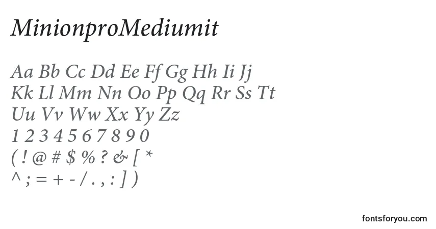 A fonte MinionproMediumit – alfabeto, números, caracteres especiais