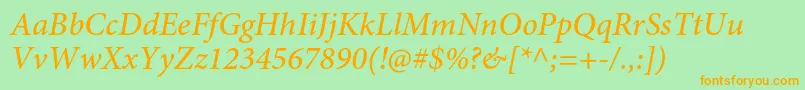 MinionproMediumit Font – Orange Fonts on Green Background